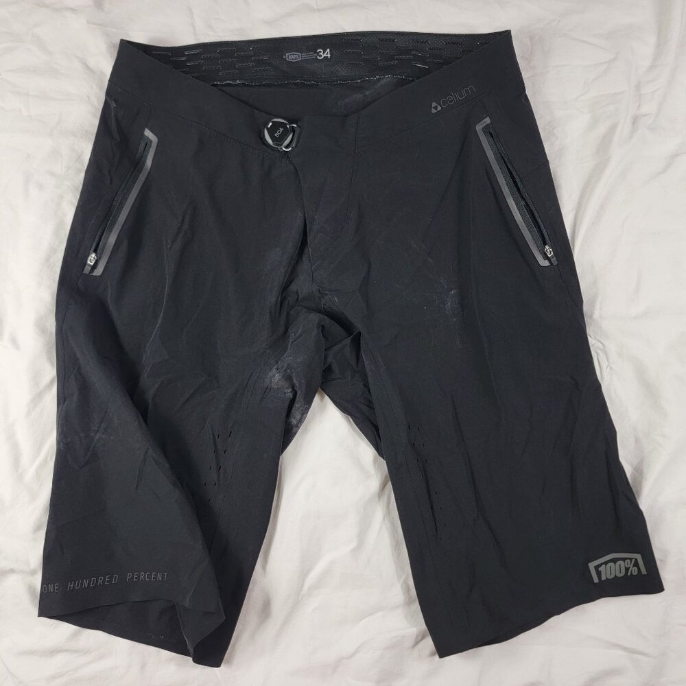 100% Celium Mens Cycling Shorts Size 34 Black Lightweight Breathable Summer
